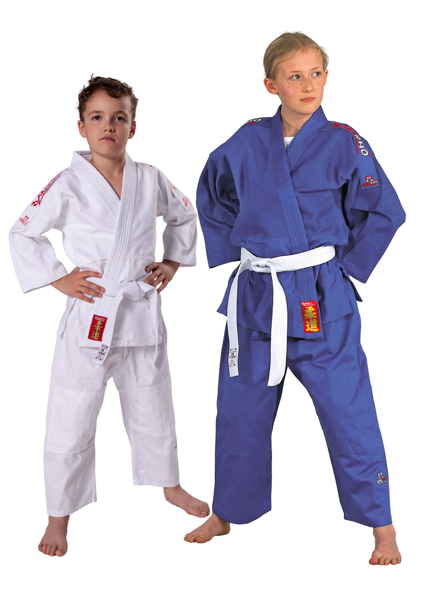DANRHO Uniforme Judo Yamanashi con logo spalle bianca o blu