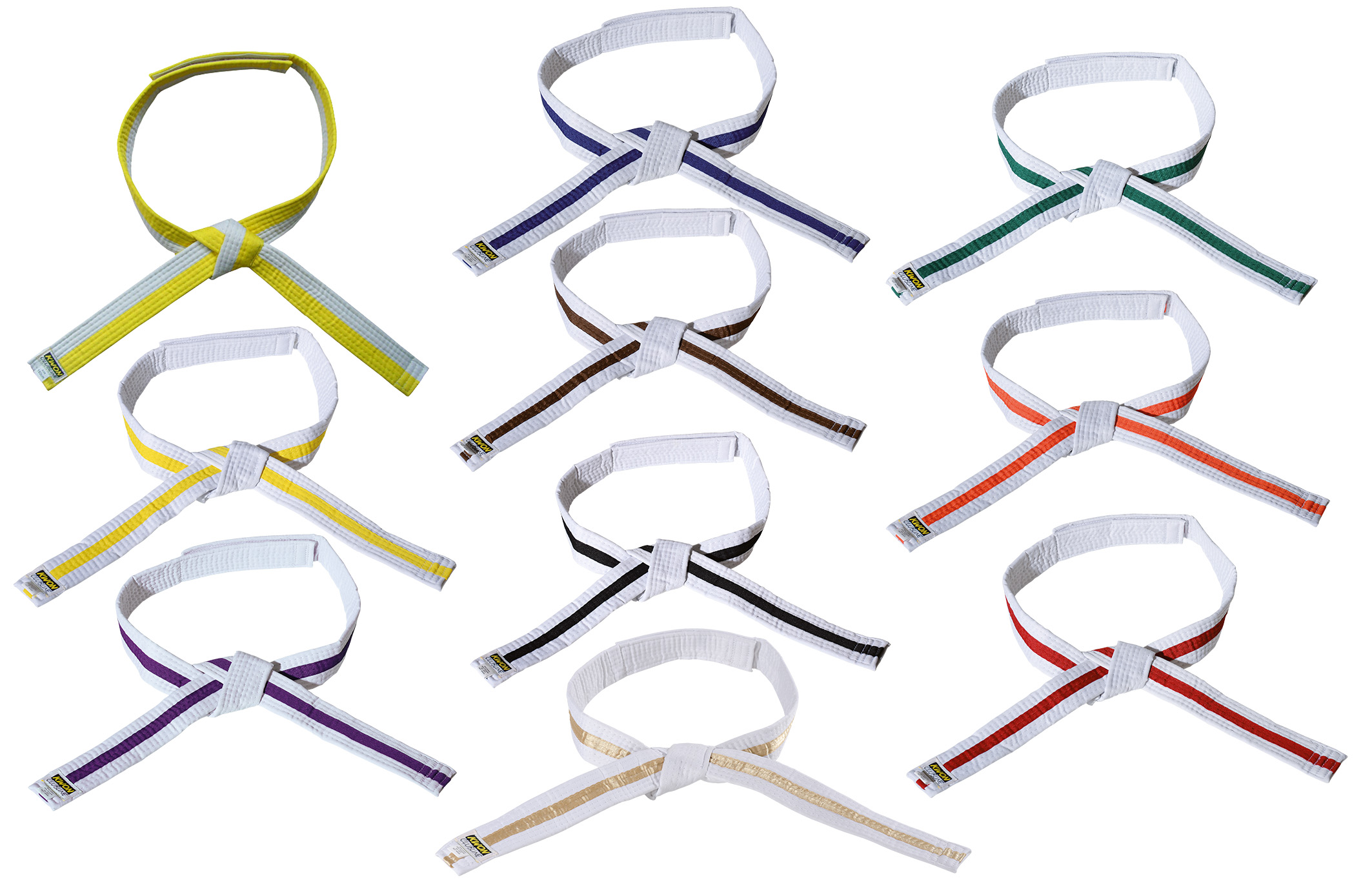 Cintura arti marziali con velcro per bambini, multicolore