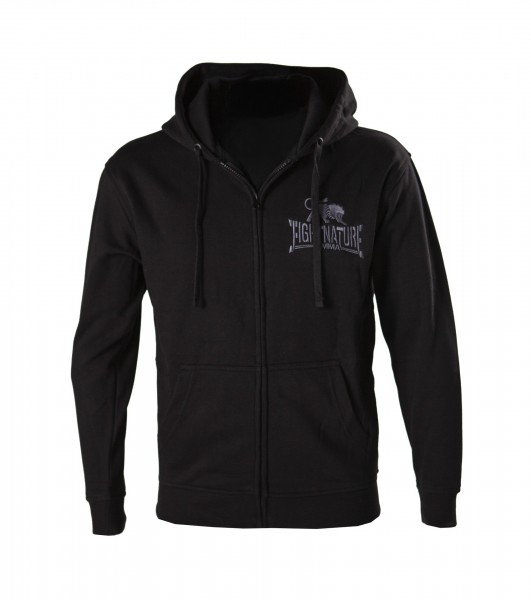 FIGHTNATURE Felpa nera con zip e logo