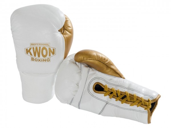 Guanti Boxe con lacci bianco/oro