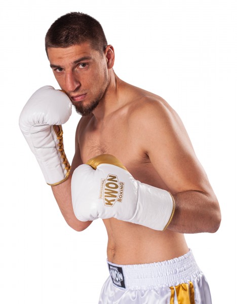 Guanti Boxe con lacci bianco/oro